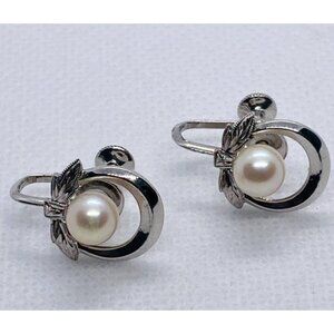 Mikimoto Sterling Silver 925 Screwback Earrings
